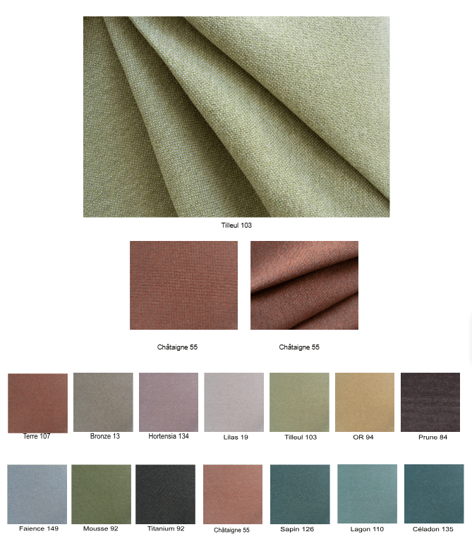 Natté lourd effet laine, le siento color est tissé avec des fils teints mélangés dont une trame colorée, ce qui lui confère cet aspect rustique et chiné. La proportion de matière recyclée et le procédé de fabrication du fil utilisé pour tisser cette qualité peuvent entraîner de légères variations de couleur entre les différents lots de matière