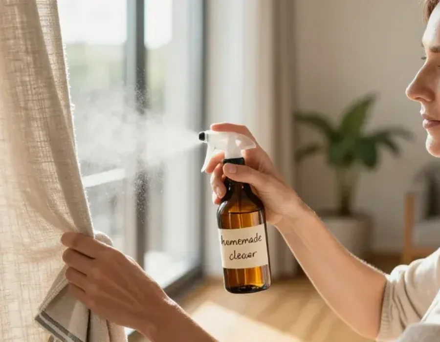 So reinigt man Vorhänge, ohne sie abzunehmen: das wirksame Hausmittel-Spray